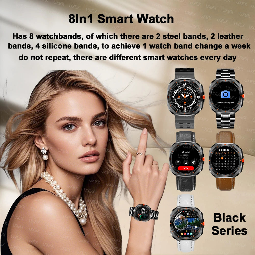New 8In1 Business Smartwatch Men 1.52” HD Bluetooth Call Gift For Man Health Tracking Wireless Charging Watch Sports Women 2025