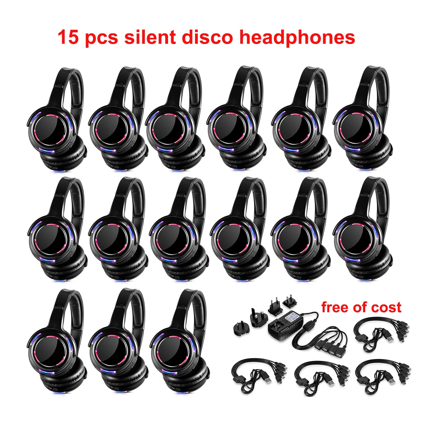 Silent Disco Headphones - LED Light Sound System Wireless Headphones Receivers LOGO Accept