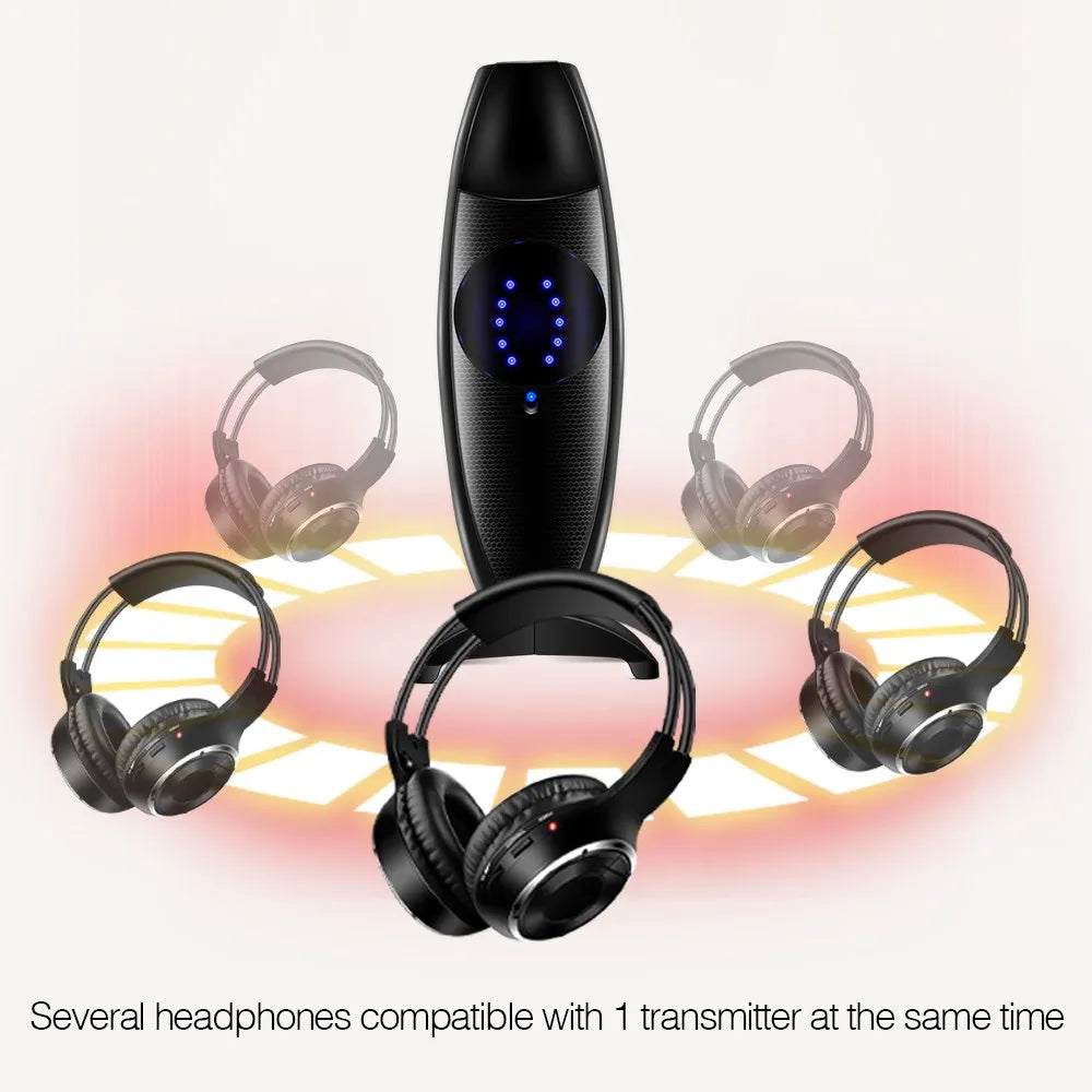 Silent Disco 3 Channels Fold Headphones Smaller Bundles with RF Transmitter 200M Distance For iPod MP3 DJ Music Meeting