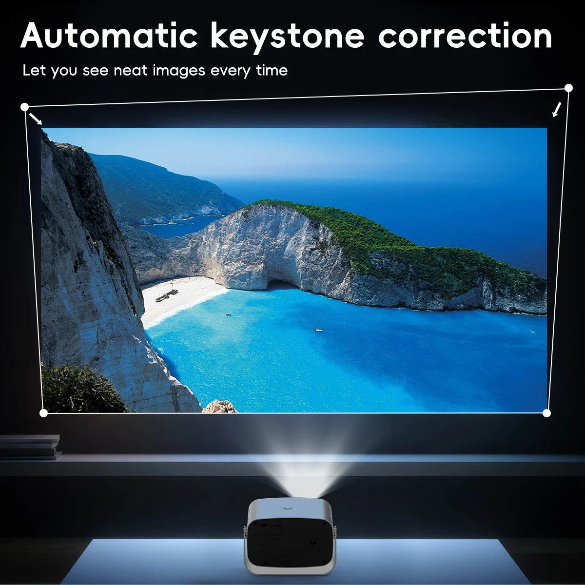 V100 Smart Portable Projector Android 13.0 WIFI6 BT5.0 Native 720P Support 1080P 4K Video Home Cinema Outdoor Movie Projector