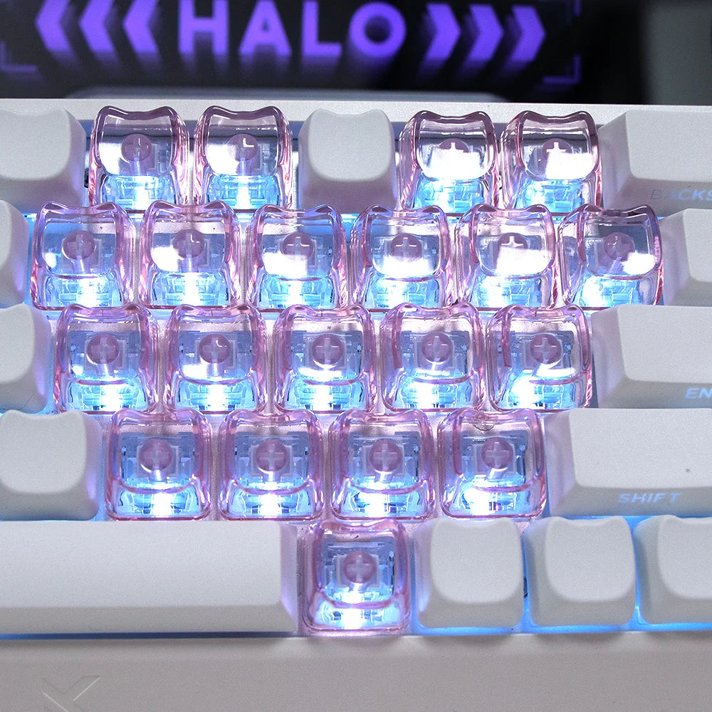 MAO Cat-shaped Keycap Pink Love Keycap PC Unengraved Transparent Keycap for Magnetic shaft/Mechanical keyboard Cherry MX Switche