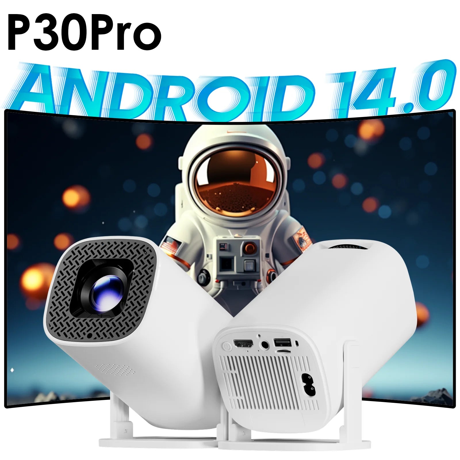 TOPSION Android 14 Smart Mini Projector 4K HD Video WiFi 6 Native 720p Screen Mirroring Home Theater Outdoor Portable Projector