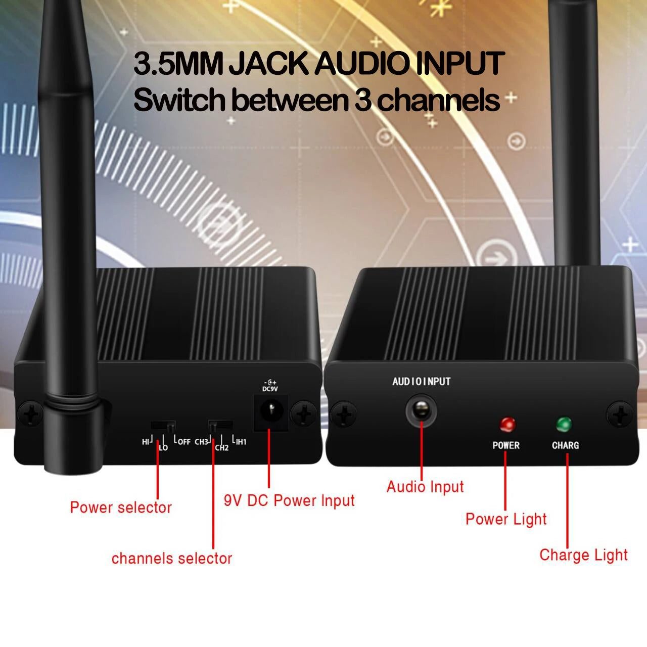 500m HIFI Soune Quality Classical Silent Disco Wireless Headphones- 4 Pcs Headphones Bundle with 2 Transmitters for House Party