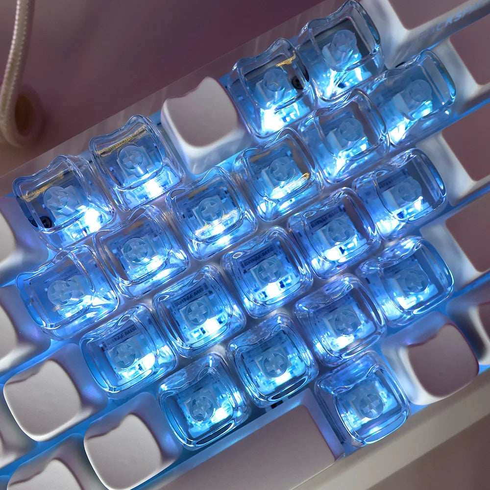 MAO Cat-shaped Keycap Pink Love Keycap PC Unengraved Transparent Keycap for Magnetic shaft/Mechanical keyboard Cherry MX Switche