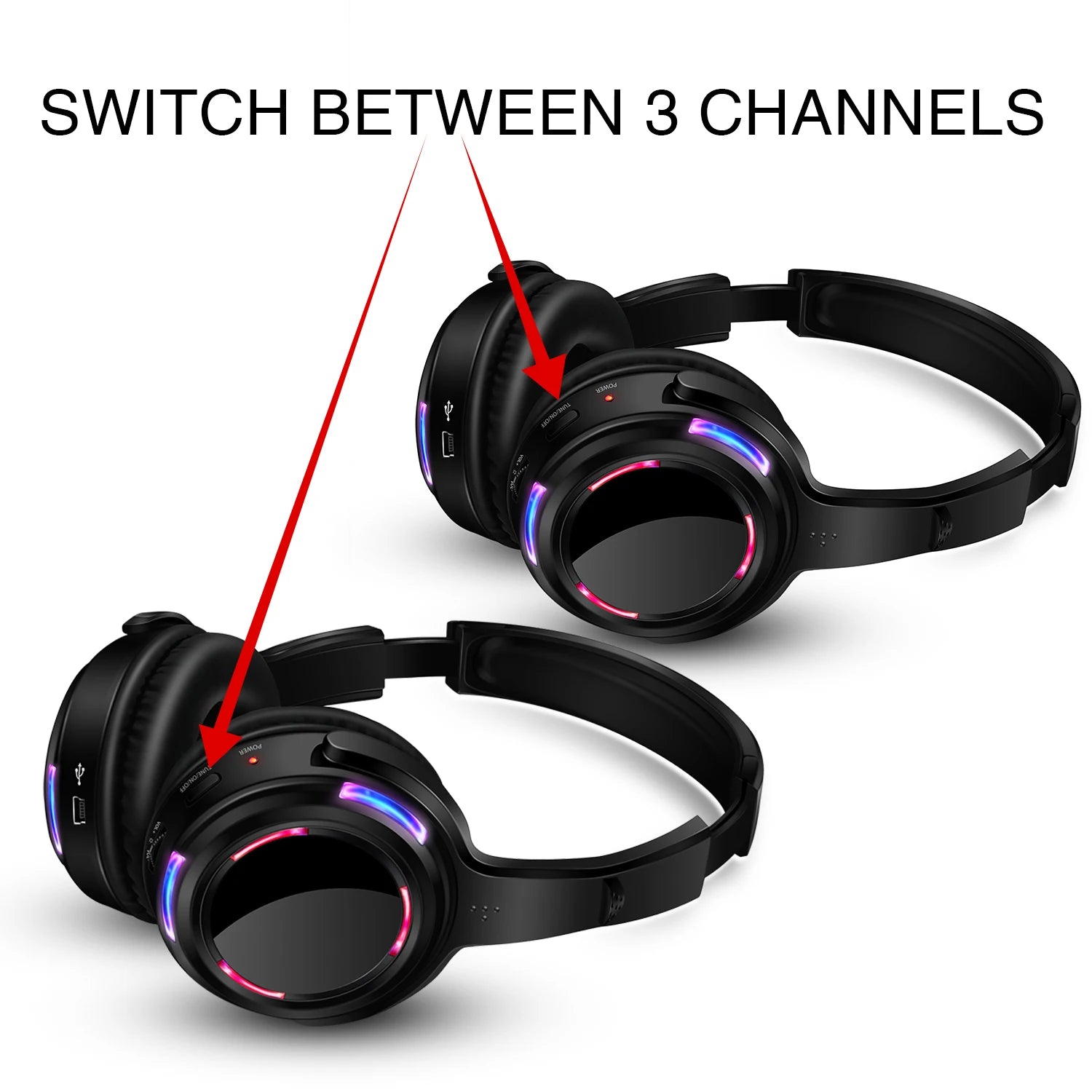 Silent Disco Headphones - LED Light Sound System Wireless Headphones Receivers LOGO Accept