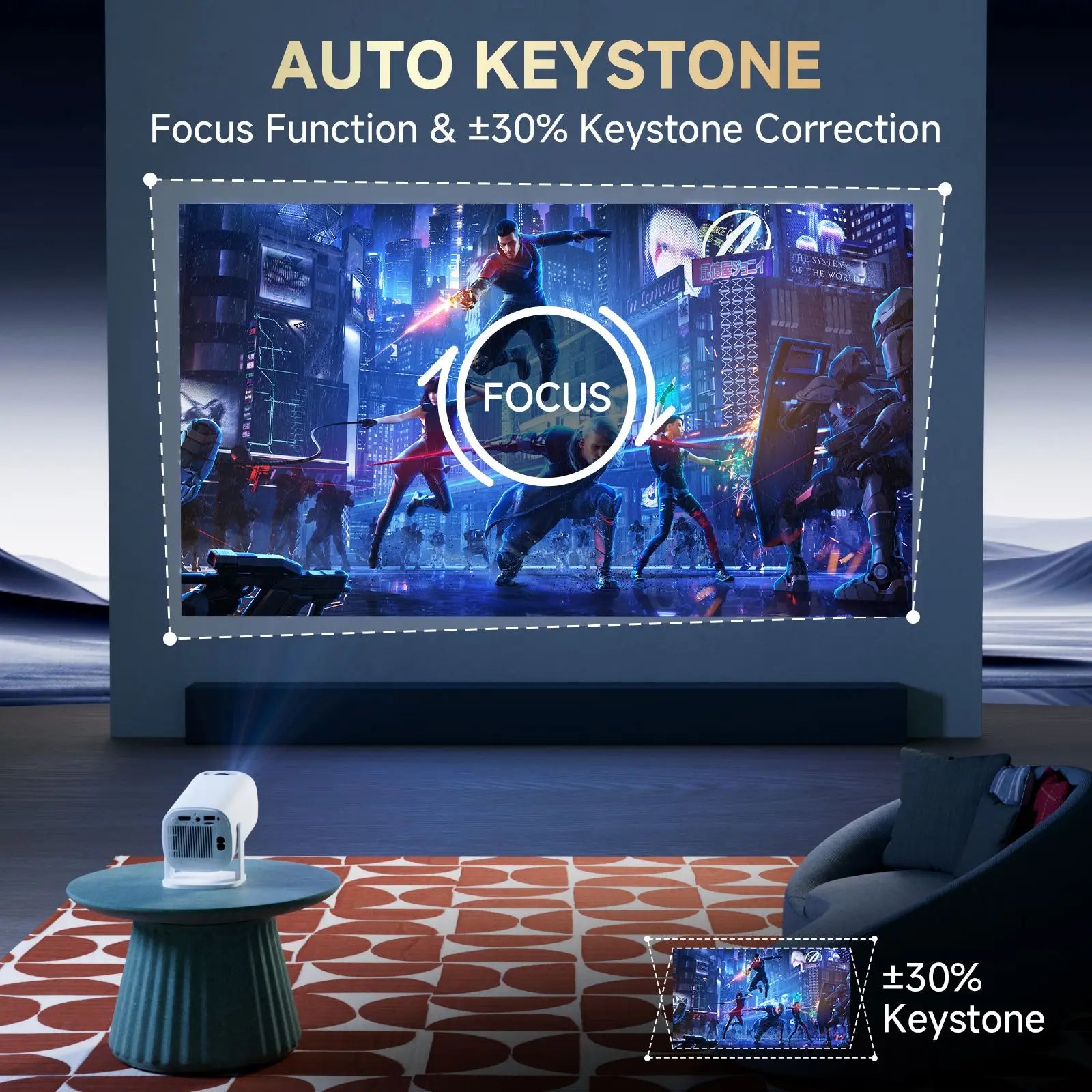 TOPSION Android 14 Smart Mini Projector 4K HD Video WiFi 6 Native 720p Screen Mirroring Home Theater Outdoor Portable Projector