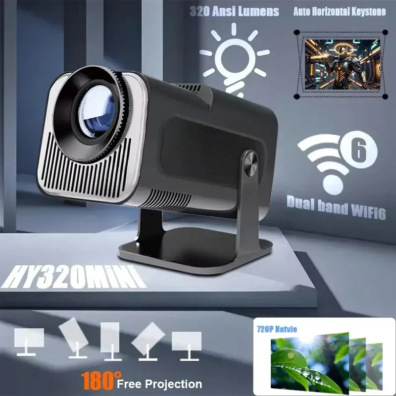 NeoBeam HY320: 4K Android 11 Mini Projector, 390ANSI 1080P Clarity | Dual WiFi6/BT5.0, Ultra-Portable Cinema w/ HY300 Upgrade